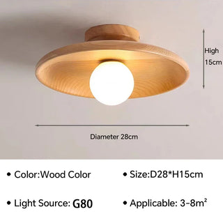 Ospino - Wooden Round Nordic Ceiling Lamp