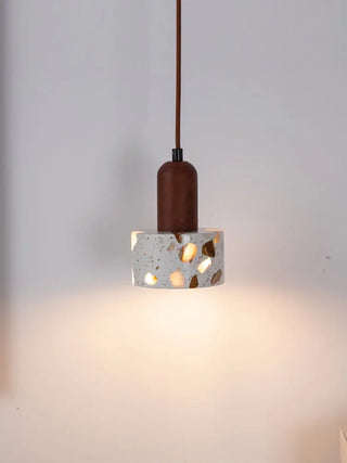 Navarre - Japanese Minimalist Walnut Brown Marble Hanging Pendant Ceiling Light