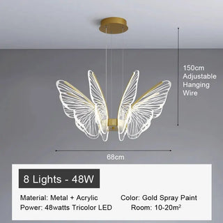 Damir - Gold LED Butterfly Wings Hanging Chandelier