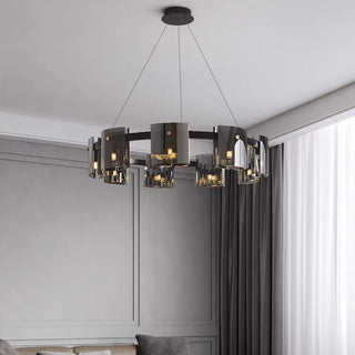 Francois- Hanging Multi Head Tinted Curved Glass Ceiling Light Chandelier