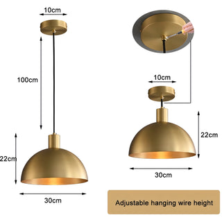 Avesta - Modern Gold Round Hanging Dish Black Cord Pendant Ceiling Light