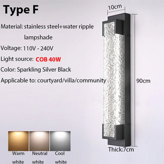Cole - Modern Stainless Steel LED Patterned Glass Wall Light
