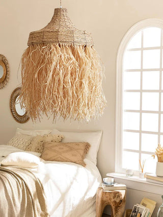 Joselin - Natural Grass Wicker Handmade Round Pendant Ceiling Light