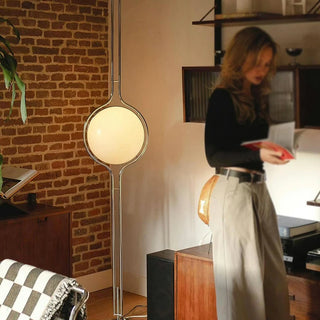 Corvella chrome acrylic ball floor lamp with white shade for living room