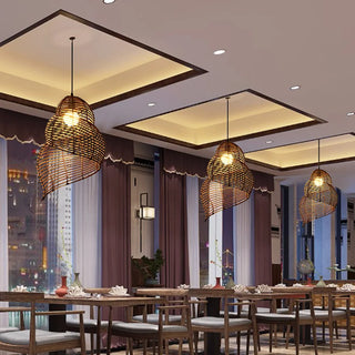 Abbey - Handmade Bamboo Conch LED Pendant Light