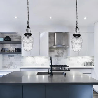 Levon - Patterned Glass Shade Hanging Pendant Ceiling Light