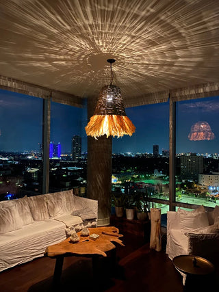 Anaelle - Bamboo and Raffia Round Wicker Ceiling Light