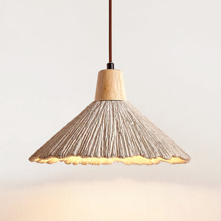 Vlore - Wabi Sabi Wood Style Long Cone Tube Pendant Ceiling Light