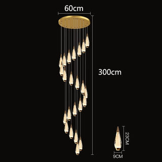 Hannah - Modern Spiral Teardrop with Liquid Ceiling Chandelier