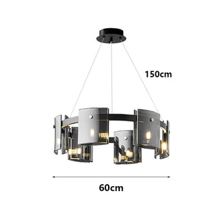 Francois- Hanging Multi Head Tinted Curved Glass Ceiling Light Chandelier