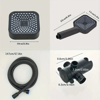 Teo - Square 2in1 Handheld Shower Set With Bracket Three way Water Distributor