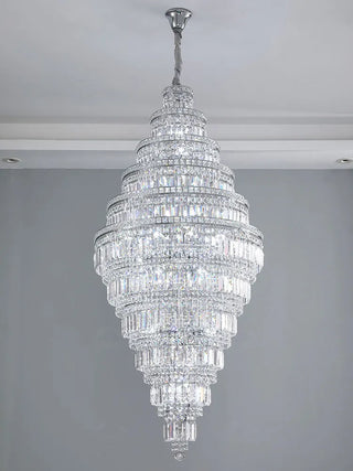 Stratos - Tiered Crystal Glass & Bead Chrome Chandelier