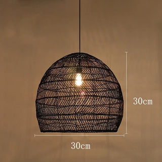 Doha - Natural Bamboo Striped Layered Hanging Pendant Ceiling Light