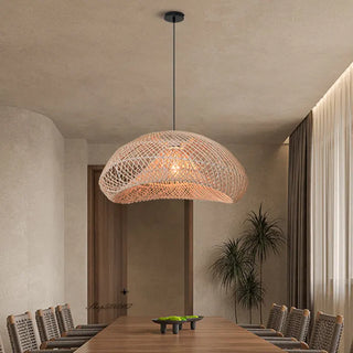 Ostin - Wicker and Rattan Round Pendant Ceiling Light