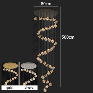 Abby - Crystal Square Box Gold Ceiling Chandelier