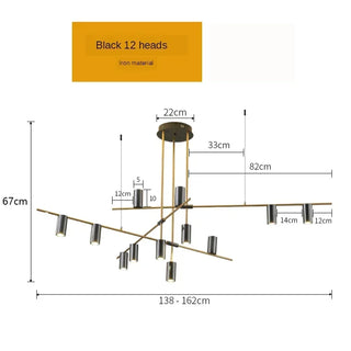 Martina - Modern Multi Light Cross Bar Gold Ceiling Light Chandelier