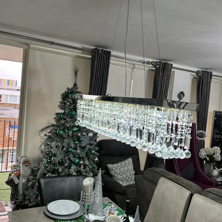 Greta - Rectangular Modern Glass Crystal Ceiling Chandelier