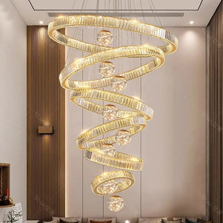 Chloe - Crystal Round Tiered Gold Ceiling Chandelier