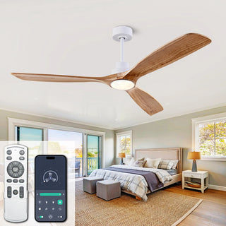 Zenya - 42/52/60Inch Natural Wood Silent 3 Blade Ceiling Fan Remote Control