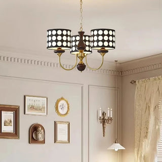 Derya - Abstract Polka Dot Black Gold Hanging Ceiling Light Chandelier