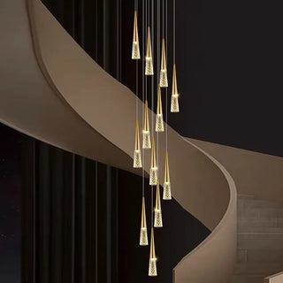 Barista - Round Spiral Gold Teardrop Multi Head Hanging Ceiling Chandelier