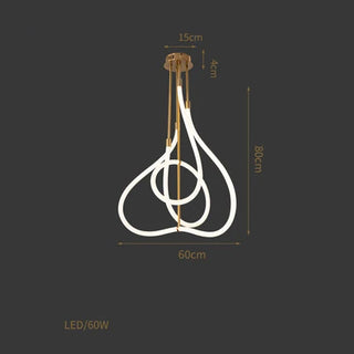Ragav - Gold Twisted Hanging LED Pipe Ceiling Light Chandelier