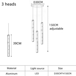 Kiyoshi - Modern LED Tube Hanging Ceiling Light