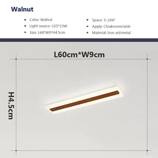 Gabiley - Wooden LED Modern Rectangular Ceiling Light Bar