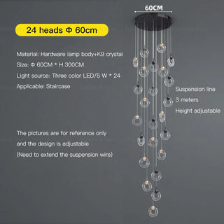 Hoffman - Modern Gold Glass Hanging Round Cluster Chandelier - 19 Heads / D60X250CM - Chandeliers - Hominator