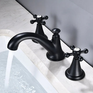 Reatha - Retro Modern Black Brass Dual Handle Mixer Basin Tap
