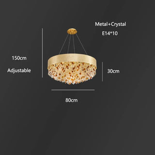 Rosie - Minimalist Design Round Hanging Gold Tiered Glass Ceiling Light Chandelier