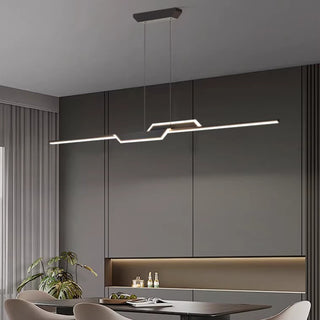 Hinata - Modern Long Bar LED Hanging Ceiling Light Black Chandelier