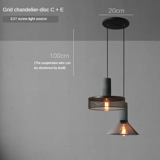 Pola - Industrial Modern Round Mesh Caged Hanging Cement Pendant Ceiling Light