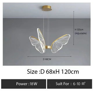 Tebessa - Gold LED Butterfly Wings Hanging Chandelier