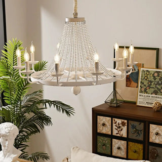 Solara - Modern Luxury Candle Glass Bead Hanging Ceiling Chandelier