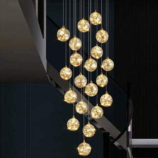 Ayra - Modern Gold Glass Hanging Round Cluster Chandelier