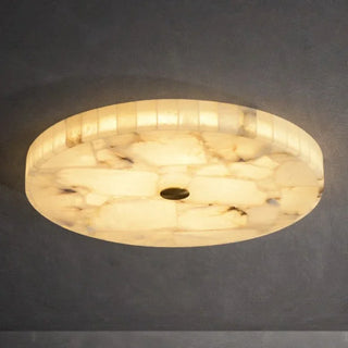 Rozalee - White Spanish Marble Round Flush Mount Ceiling Light