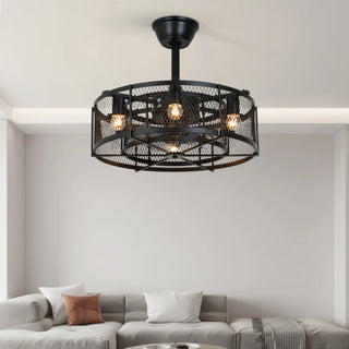 Buston - Industrial Cage Ceiling Fan Light with Remote Control