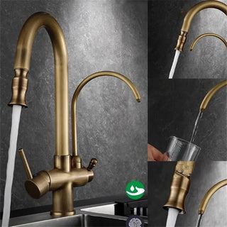 Andre - Antique Brass Kitchen 3 Way Filtered Pull Out Tap