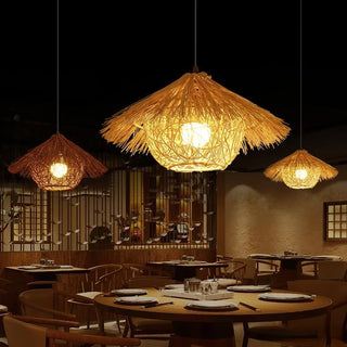 Kris - Woven Rattan Lampshade Bamboo Chandeliers Pendant Lights