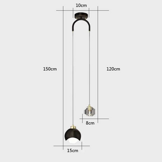 Nima - Half Moon Shade Double Head Crystal Pendant Hanging Ceiling Light