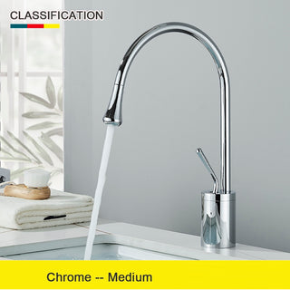 Swan - 360° Swivel Basin Faucet, Water Drop Design, Single Handle, Chrome Finish, Brass Material