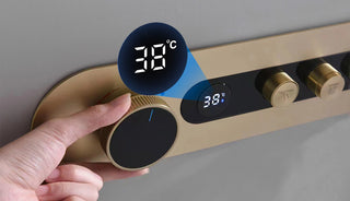 Ophelie - Digital Brushed Gold Shower System with Temperature Display Rainfall Head