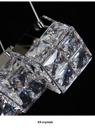 Celeste - Modern Statement Multi Head Chrome Square Crystal Spiral Chandelier