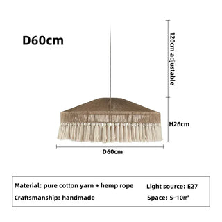 Elroy - Wicker Hand-Knitted Round Tassel Ceiling Light