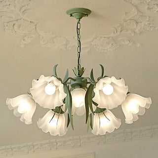Lynlee - Frosted Multi Glass Head Flower Hanging Chandelier