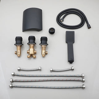 Markos - Modern Bathtub Waterfall Tap Set with Pull Out Shower