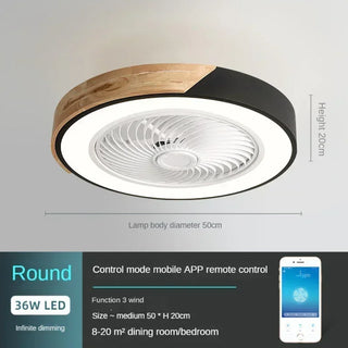 Kitara - LED Round Nordic Modern Smart Ceiling Fan with LED Light