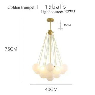 Donya - Frosted Multi Glass Ball Hanging Chain Ceiling Light Chandelier