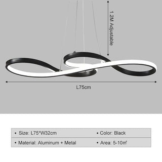 Sassy - Gold Round Modern Wave Hanging Ceiling Light Chandelier